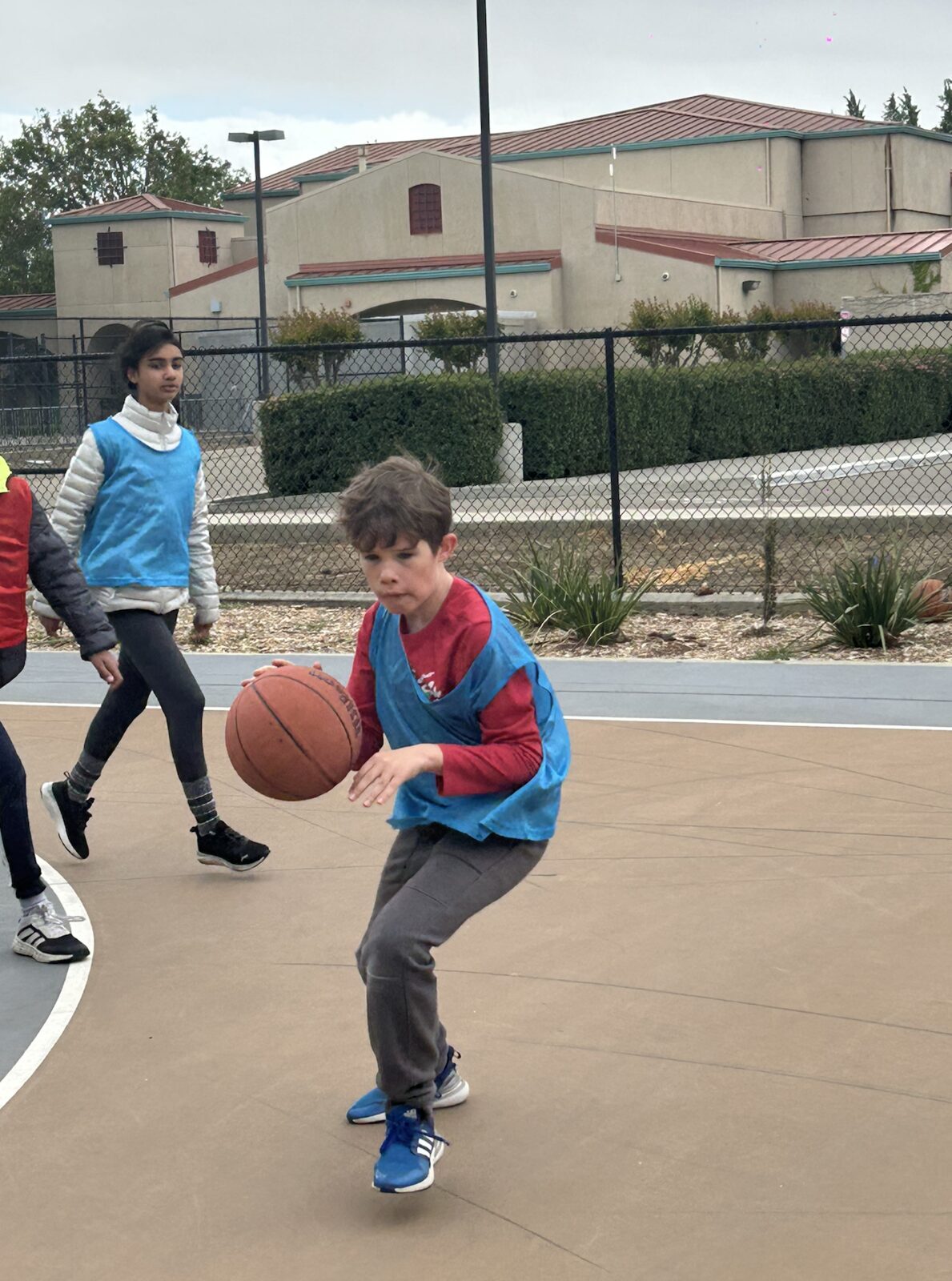 Young player dribbling during a scrimmage